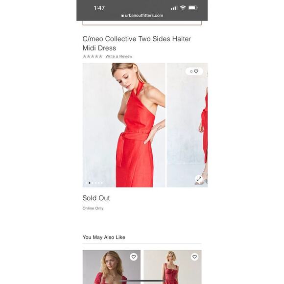 C/Meo Collective Two Sides Halter Red Midi Dress Women's Size S - Picture 6 of 16